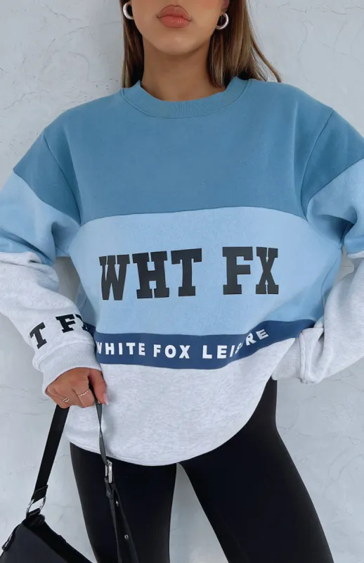 Latest And Greatest Oversized Sweater Dusty Blue sold by White Fox Boutique