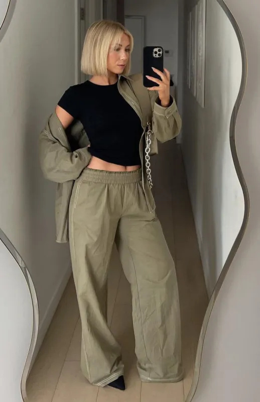 Keep It Simple Pants Khaki sold by White Fox Boutique