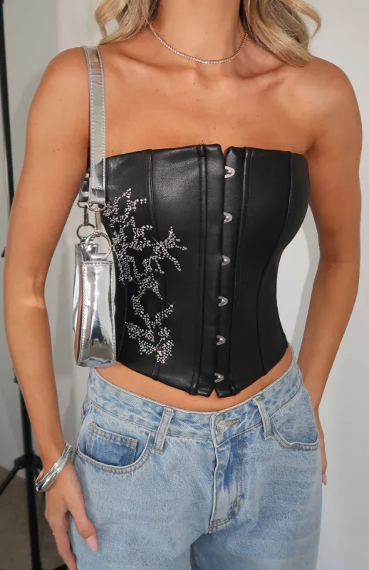 Whole Vibe Bustier Black sold by White Fox Boutique
