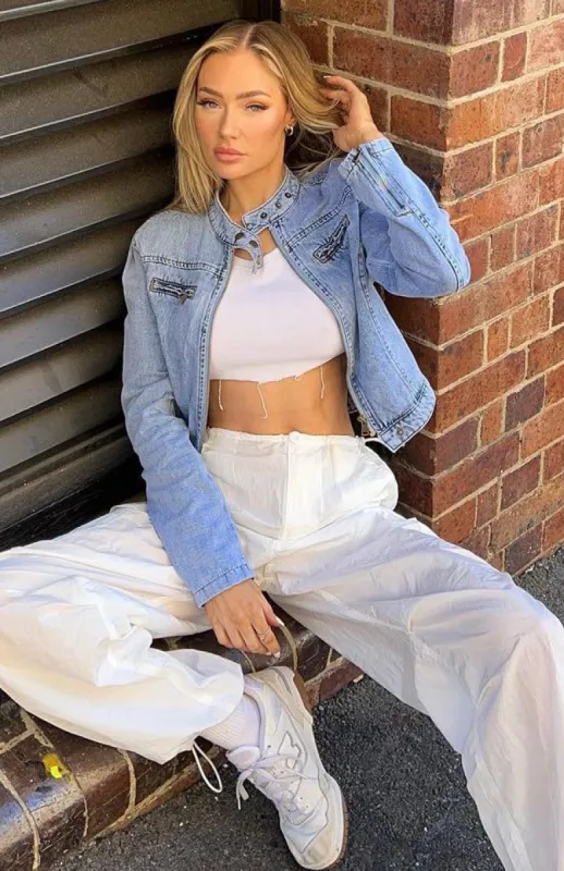 Wherever We Go Denim Jacket Light Wash sold by White Fox Boutique