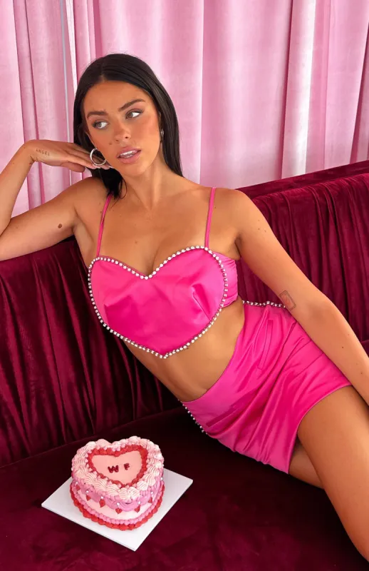 Lover's Lane Crop Hot Pink sold by White Fox Boutique