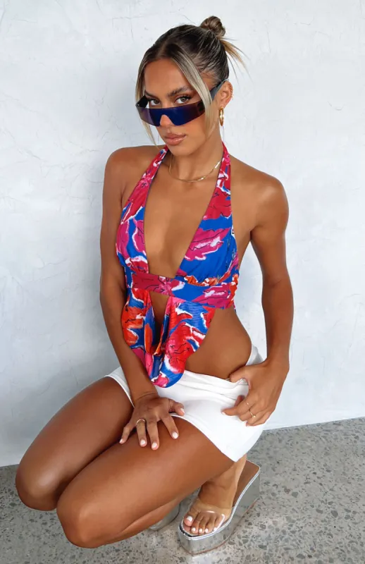 Ready For You Top Blue Wildflower sold by White Fox Boutique