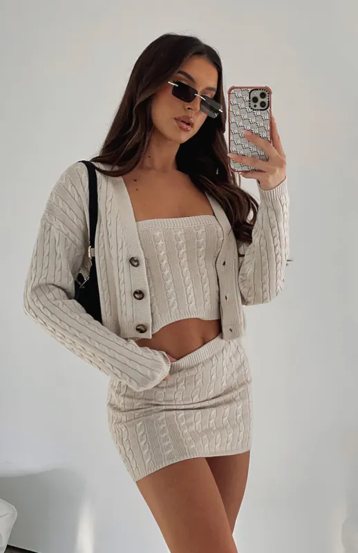 Curious Heart Knit Cardigan Oat sold by White Fox Boutique