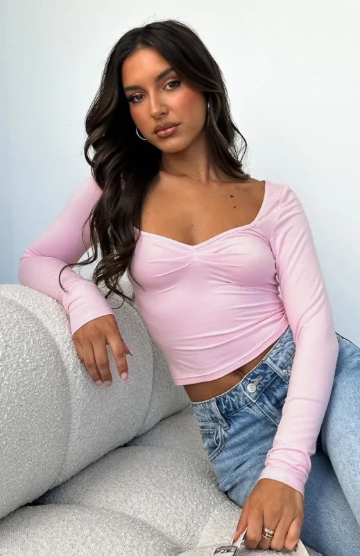 Bring It Down Long Sleeve Top Baby Pink sold by White Fox Boutique