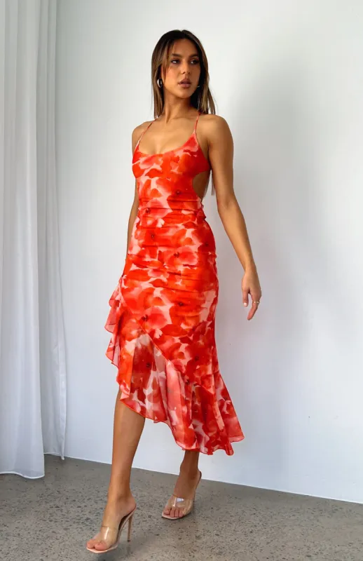 How I Like It Maxi Dress Orange Watercolour sold by White Fox Boutique