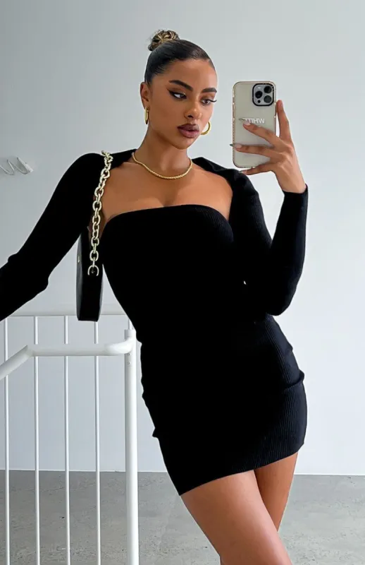 In Full Bloom Long Sleeve Mini Dress Black sold by White Fox Boutique