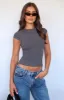 Dream Life Short Sleeve Top Charcoal sold by White Fox Boutique