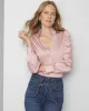 Y-Neck Ruched Shoulder Shirt sold by White House Black Market