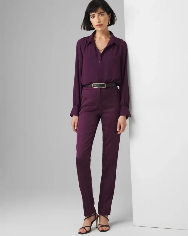 Petite High Rise Satin Straight Pant sold by White House Black Market