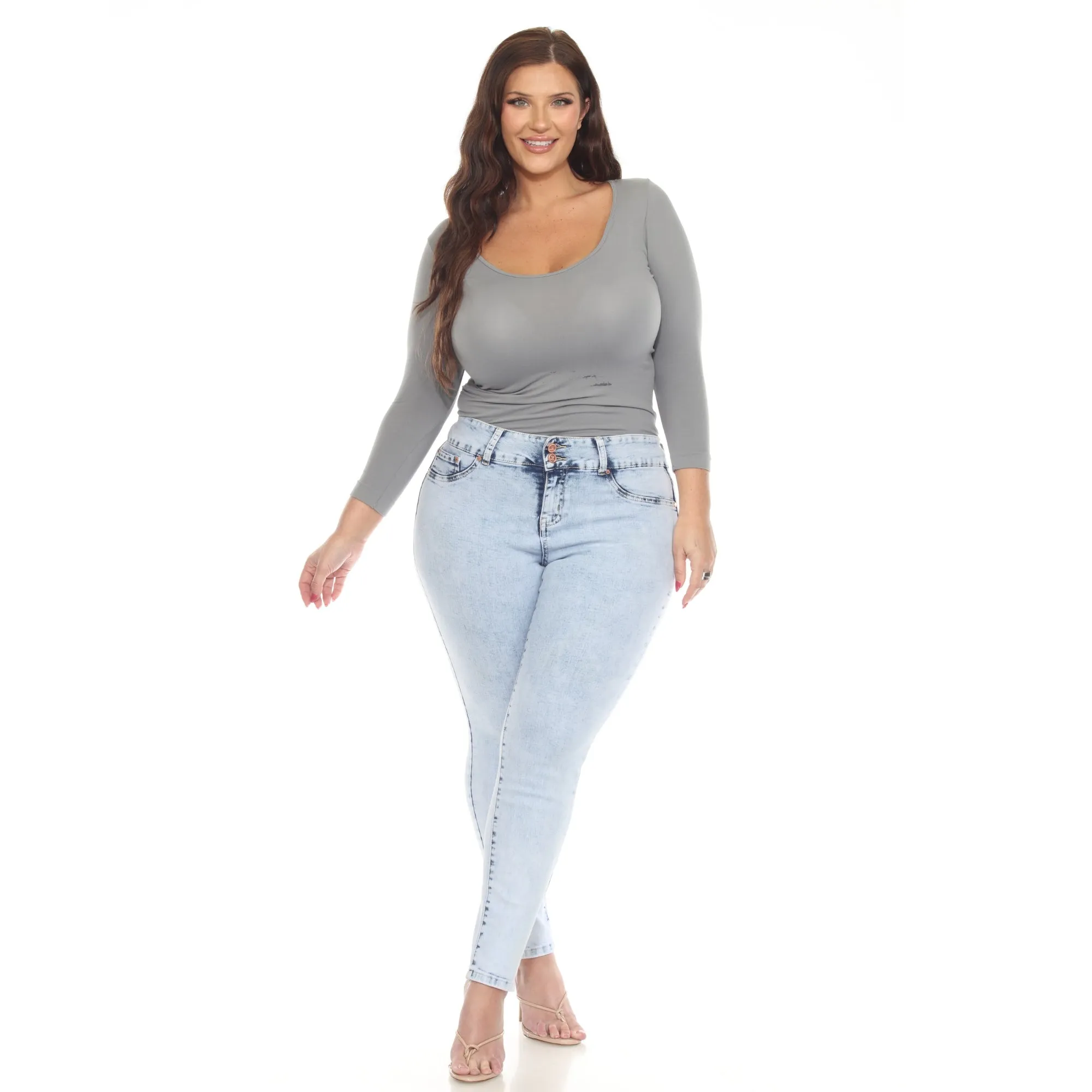 Plus Size Acid Wash Denim Jeans sold by White Mark product image thumbnail 5