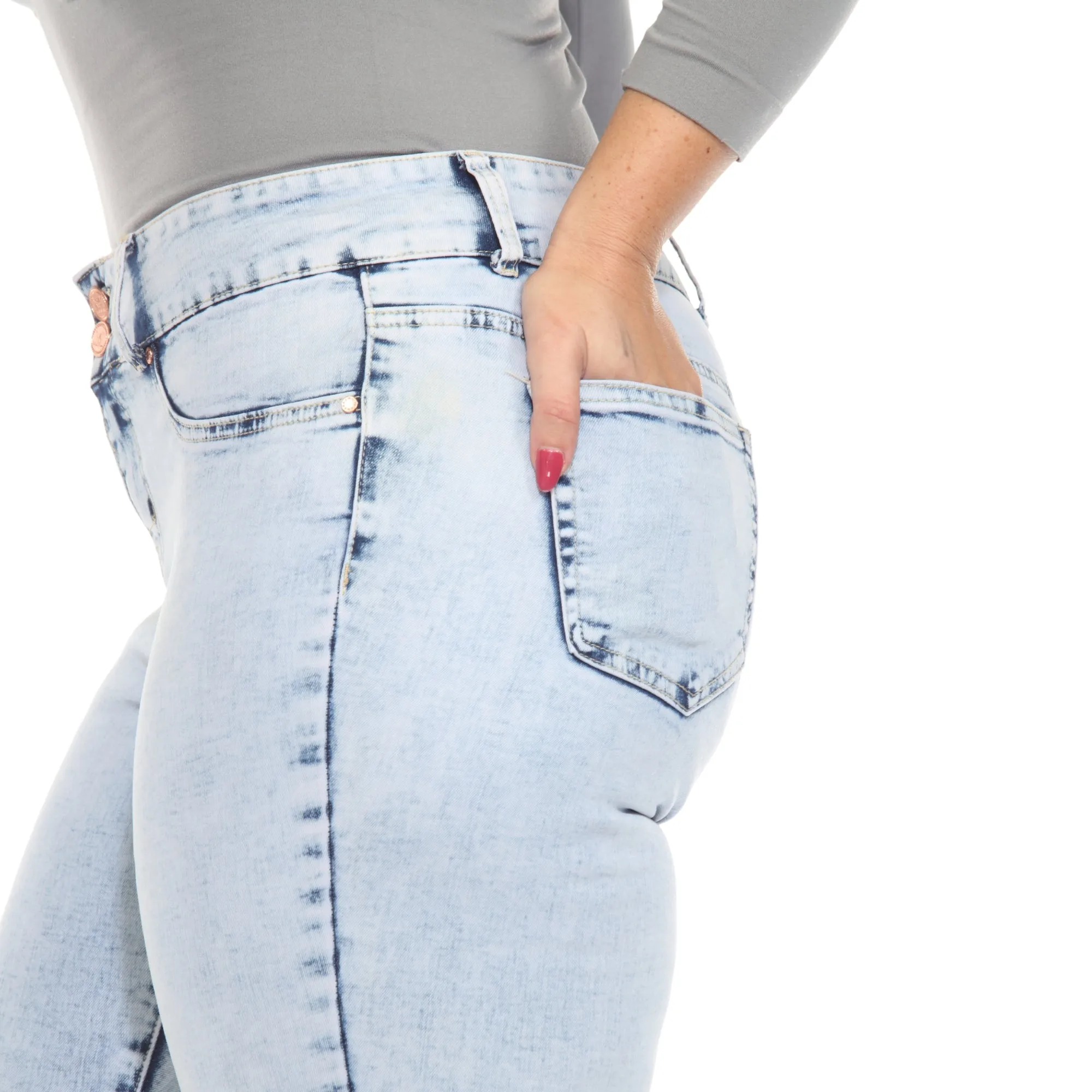 Plus Size Acid Wash Denim Jeans sold by White Mark product image thumbnail 4