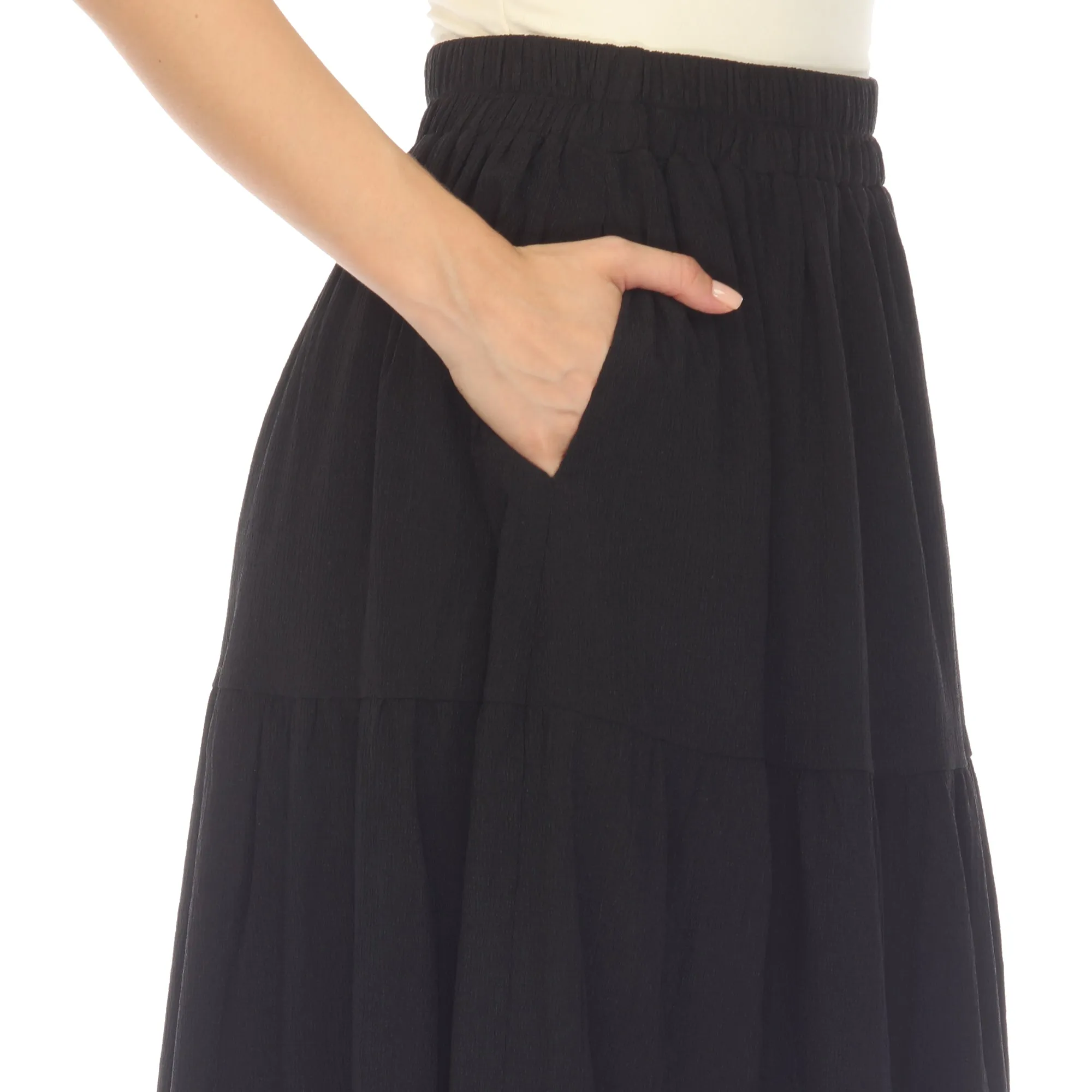 Women's Pleated Tiered Maxi Skirt sold by White Mark product image thumbnail 4