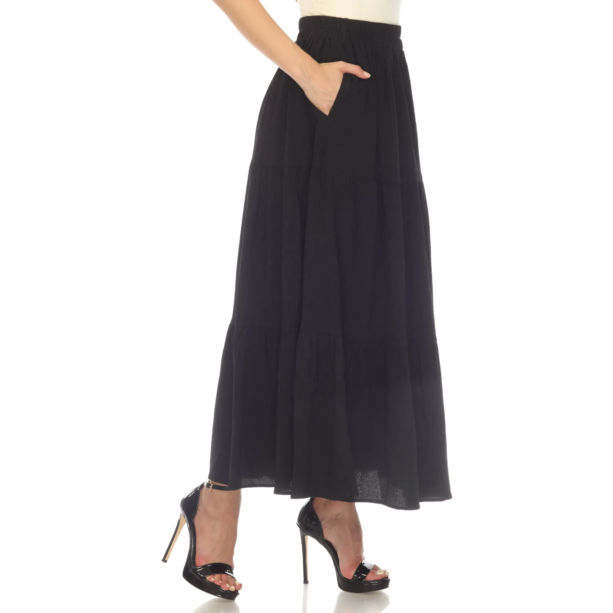 Women's Pleated Tiered Maxi Skirt sold by White Mark product image thumbnail 2