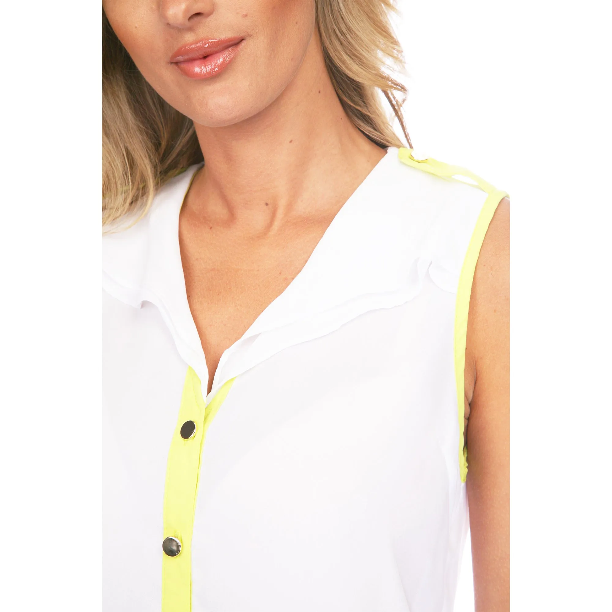 Women's Sleeveless Chiffon Button-down Blouse sold by White Mark product image thumbnail 5