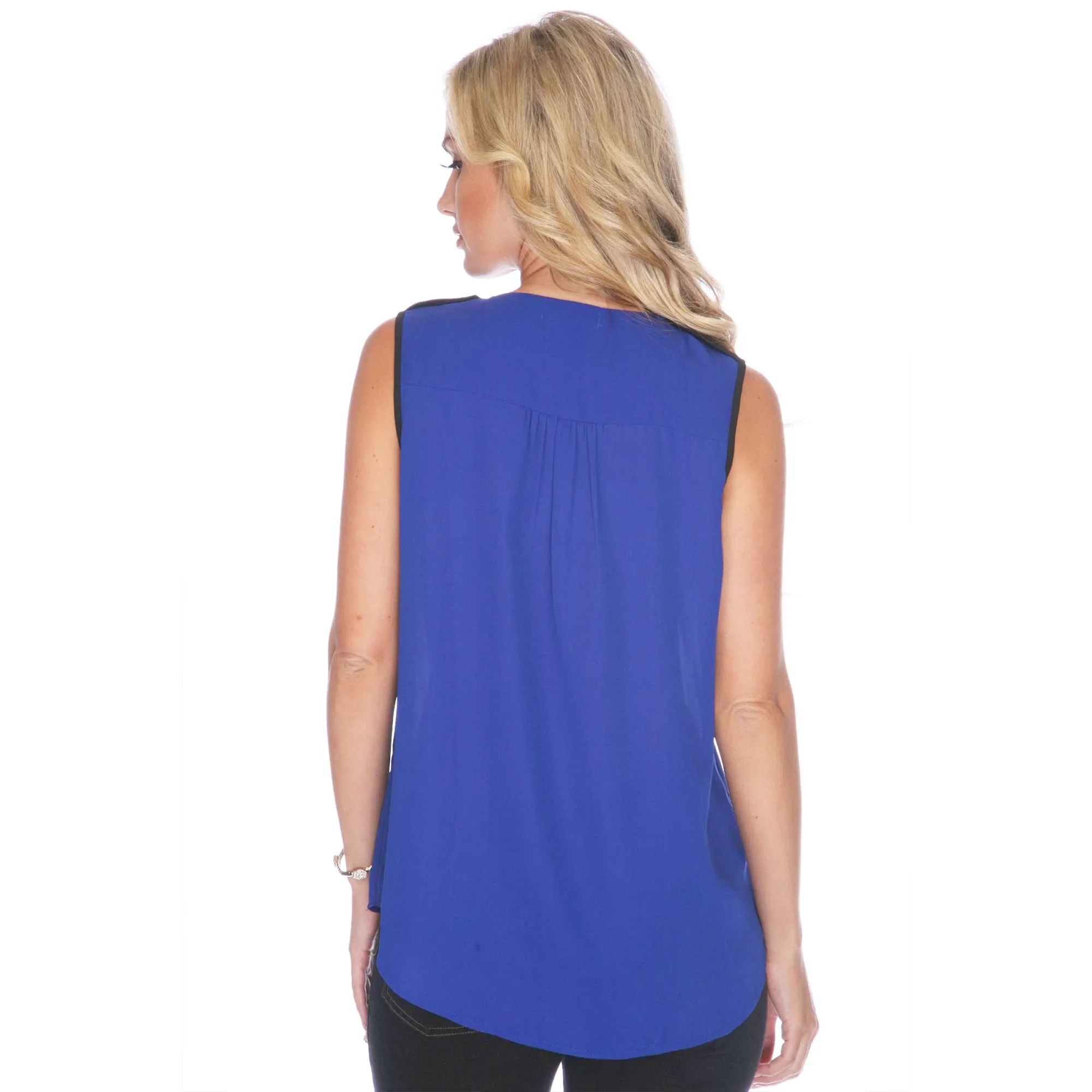Women's Sleeveless Chiffon Button-down Blouse sold by White Mark product image thumbnail 3