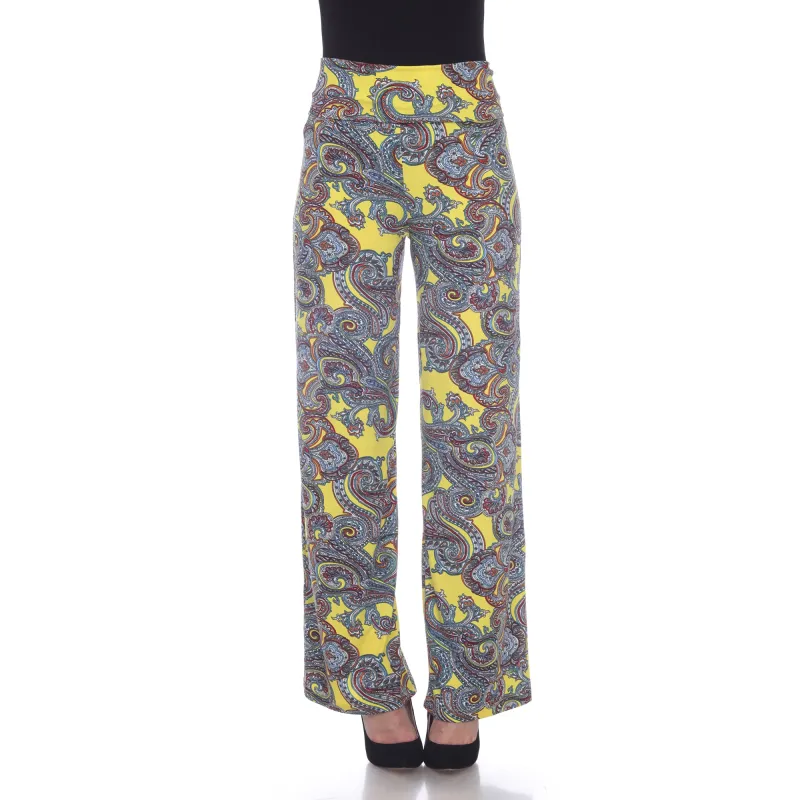 Women's Yellow Paisley Printed Palazzo Pants sold by White Mark