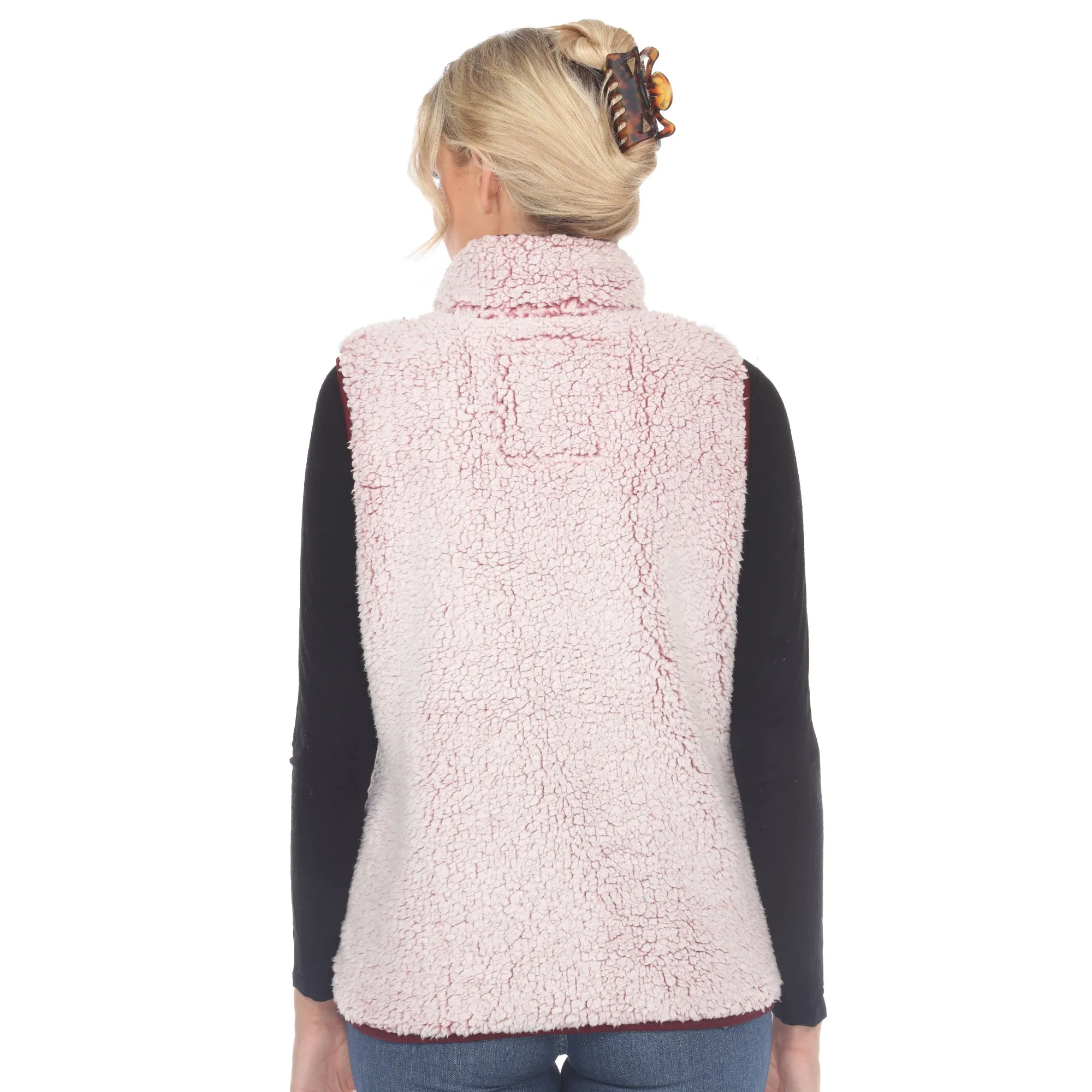 Women's Zip up sherpa vest sold by White Mark product image thumbnail 3