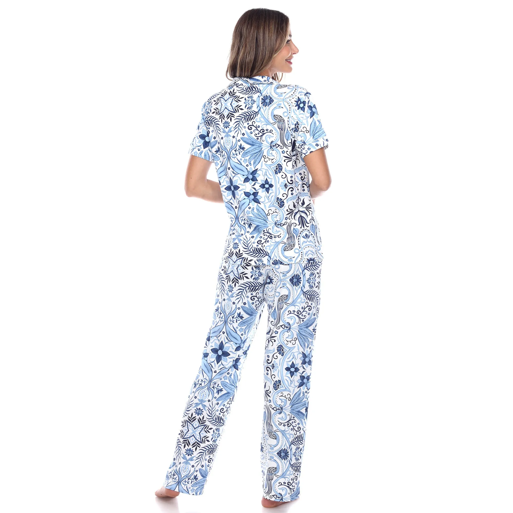 Women's Short Sleeve & Pants Tropical Pajama Set sold by White Mark product image thumbnail 4