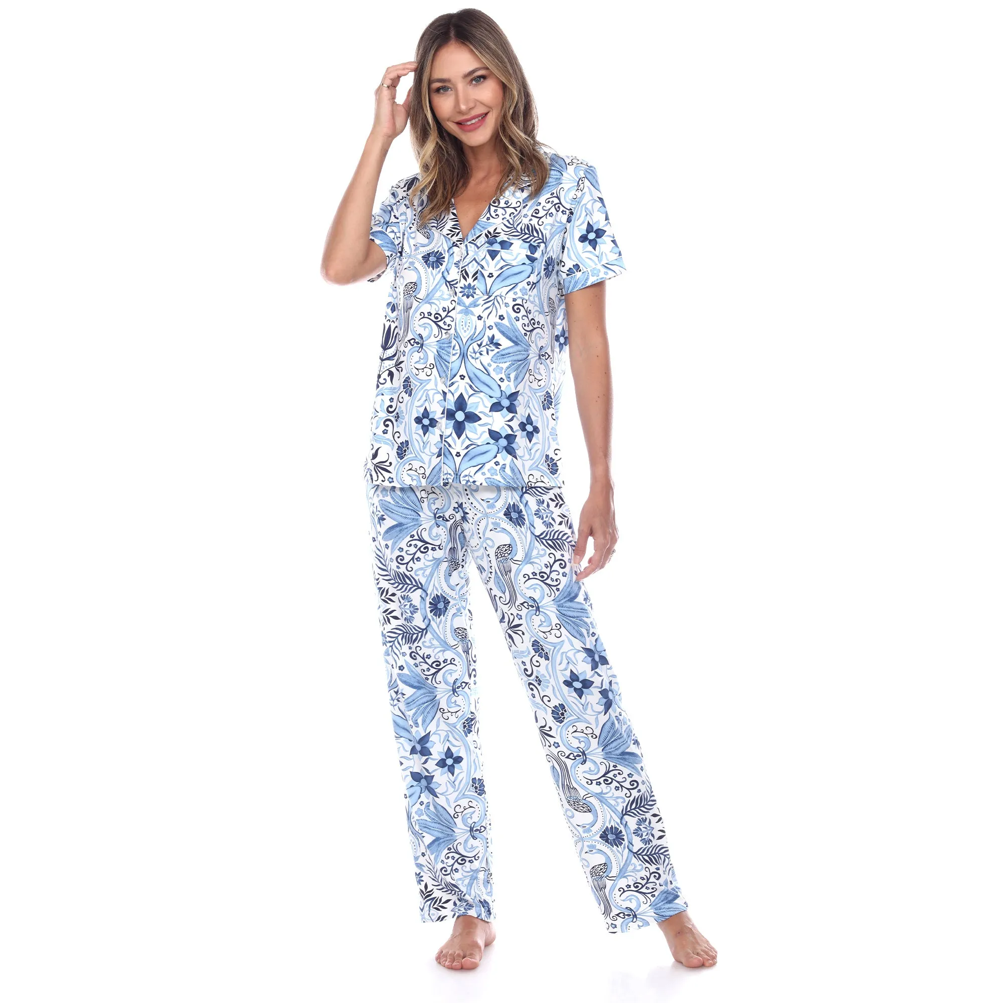 Women's Short Sleeve & Pants Tropical Pajama Set sold by White Mark