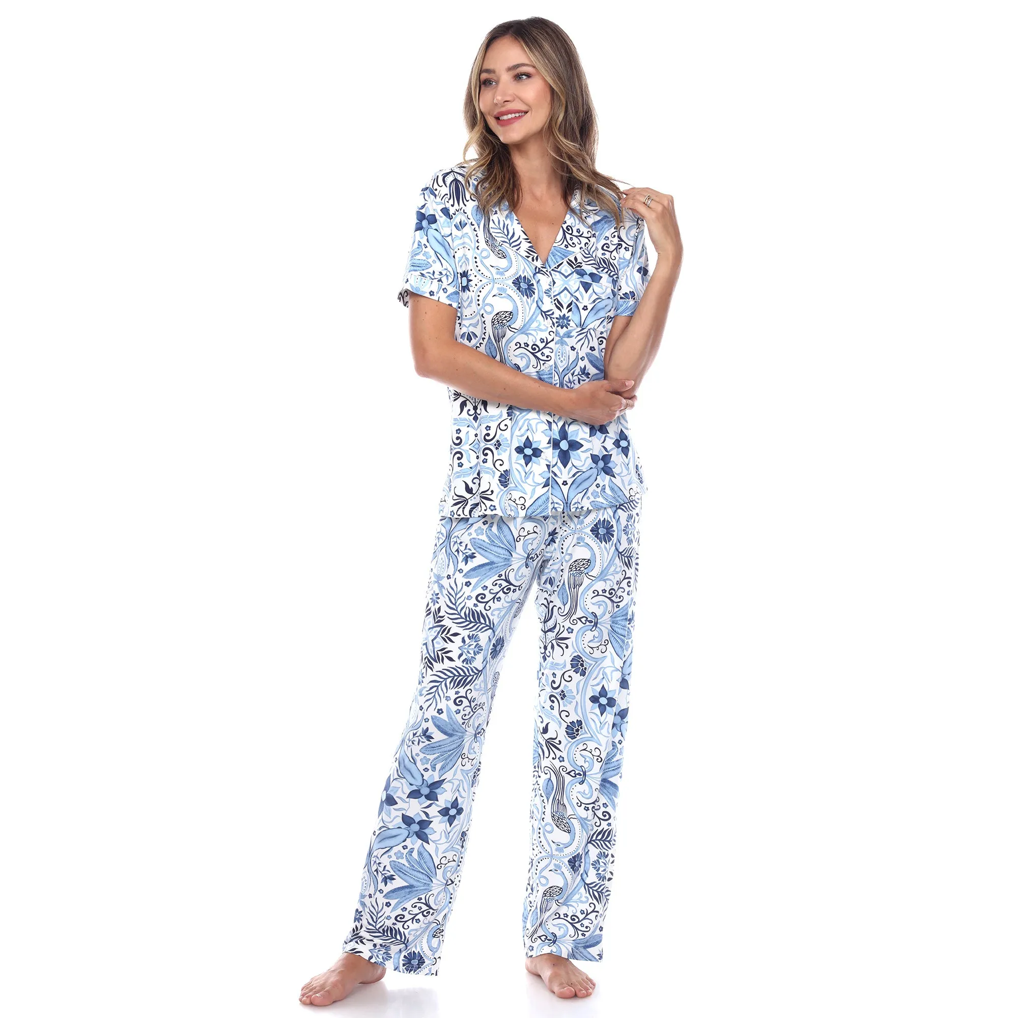 Women's Short Sleeve & Pants Tropical Pajama Set sold by White Mark product image thumbnail 2