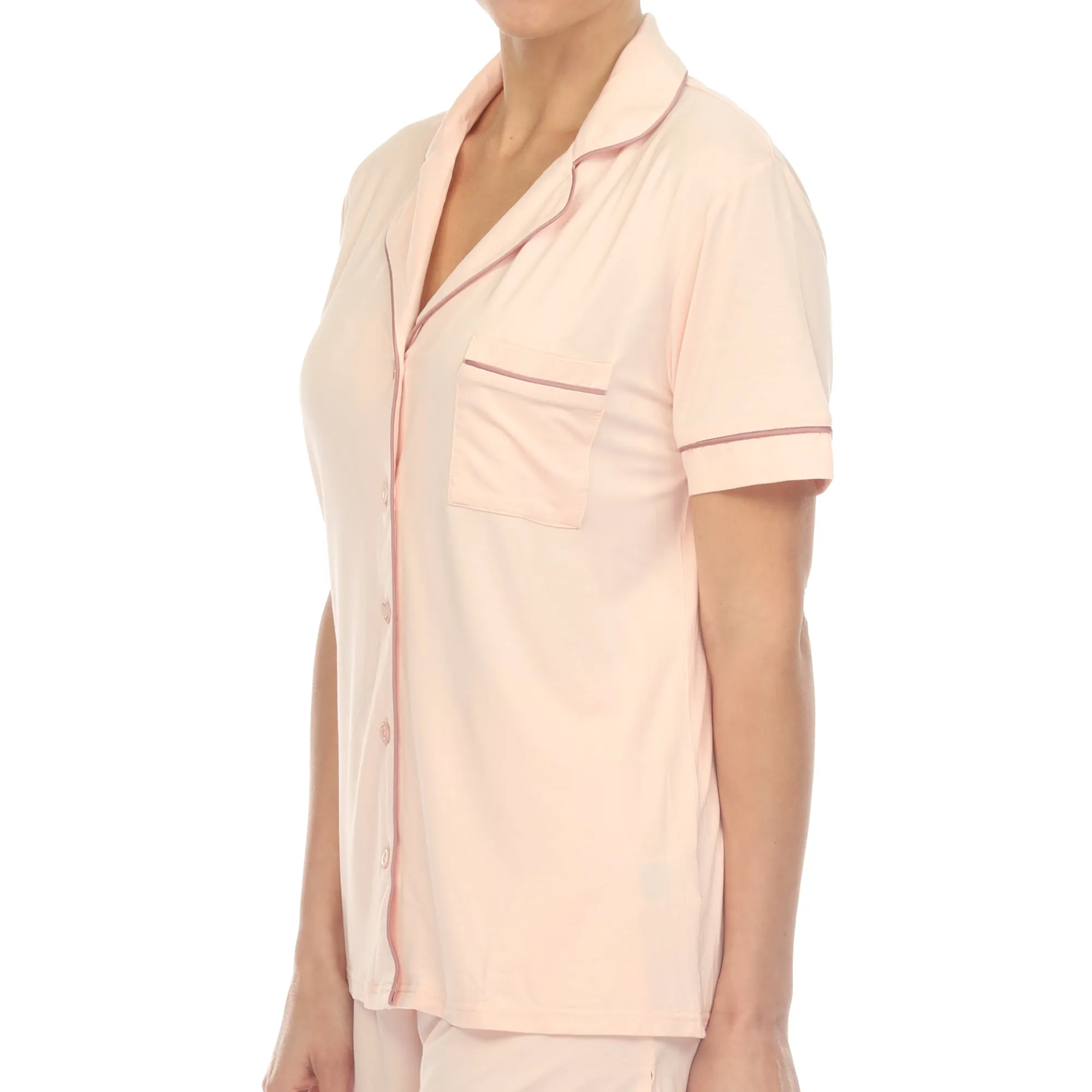 Women's Short Sleeve Bamboo Pajama Set sold by White Mark product image thumbnail 4