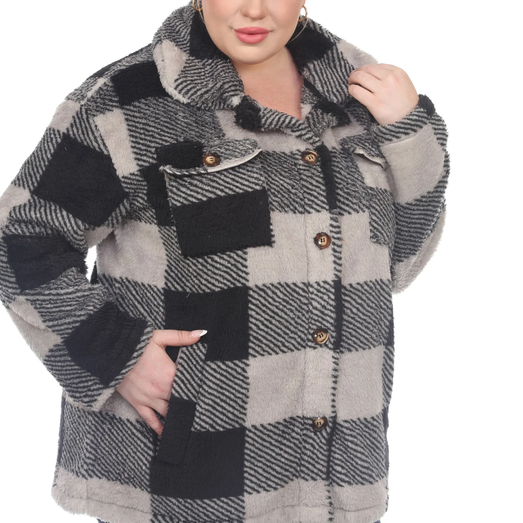 Plus Size Plaid Shacket sold by White Mark product image thumbnail 5