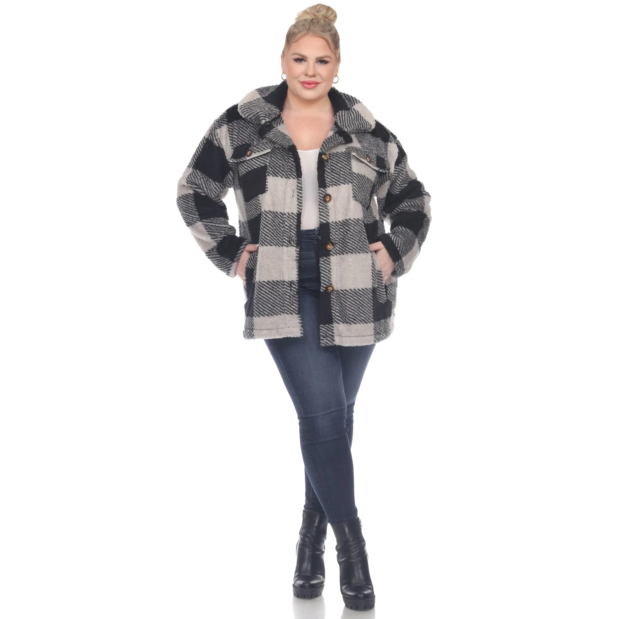 Plus Size Plaid Shacket sold by White Mark product image thumbnail 4