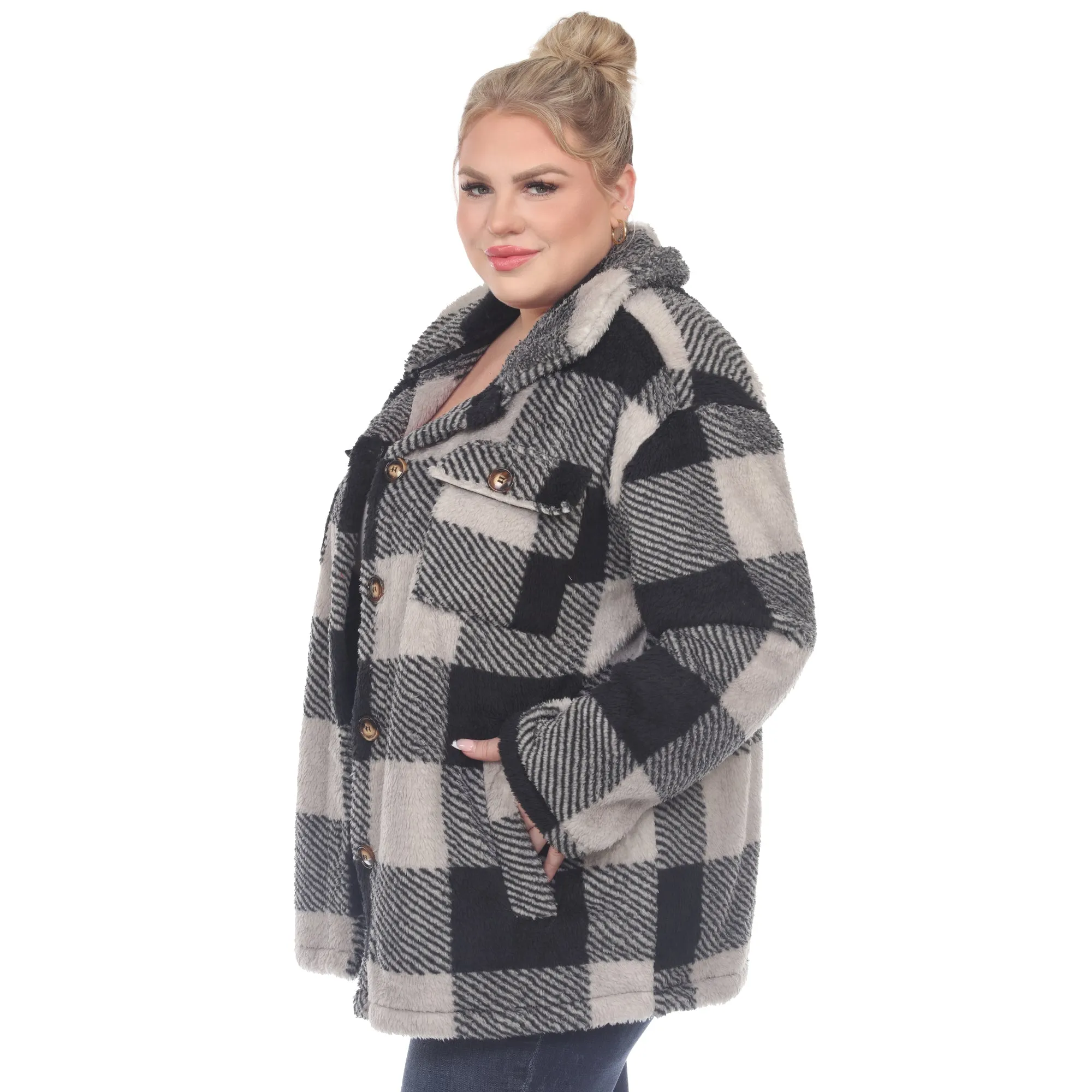 Plus Size Plaid Shacket sold by White Mark product image thumbnail 2