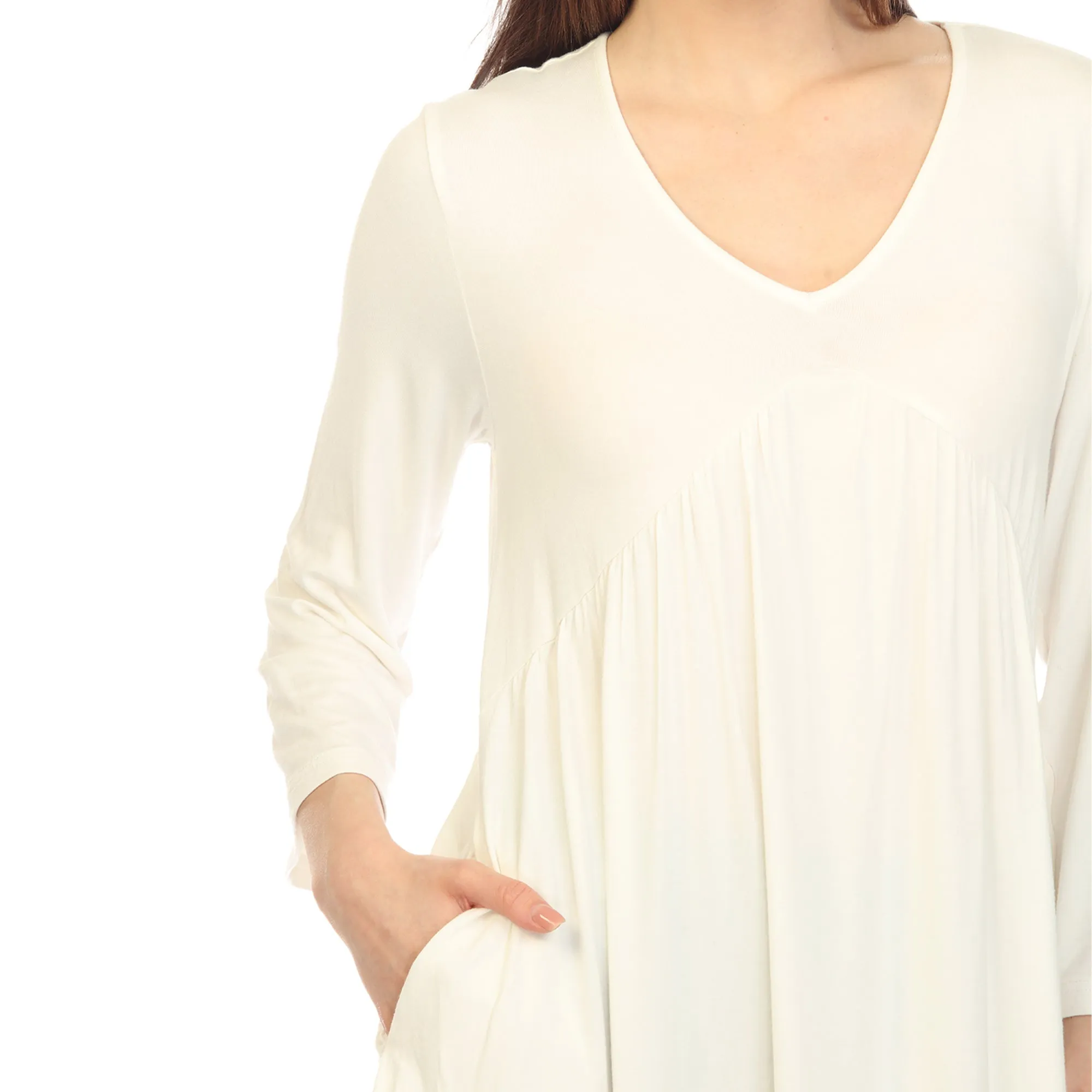 Women's Empire Cut V-Neck Tunic Top sold by White Mark product image thumbnail 4