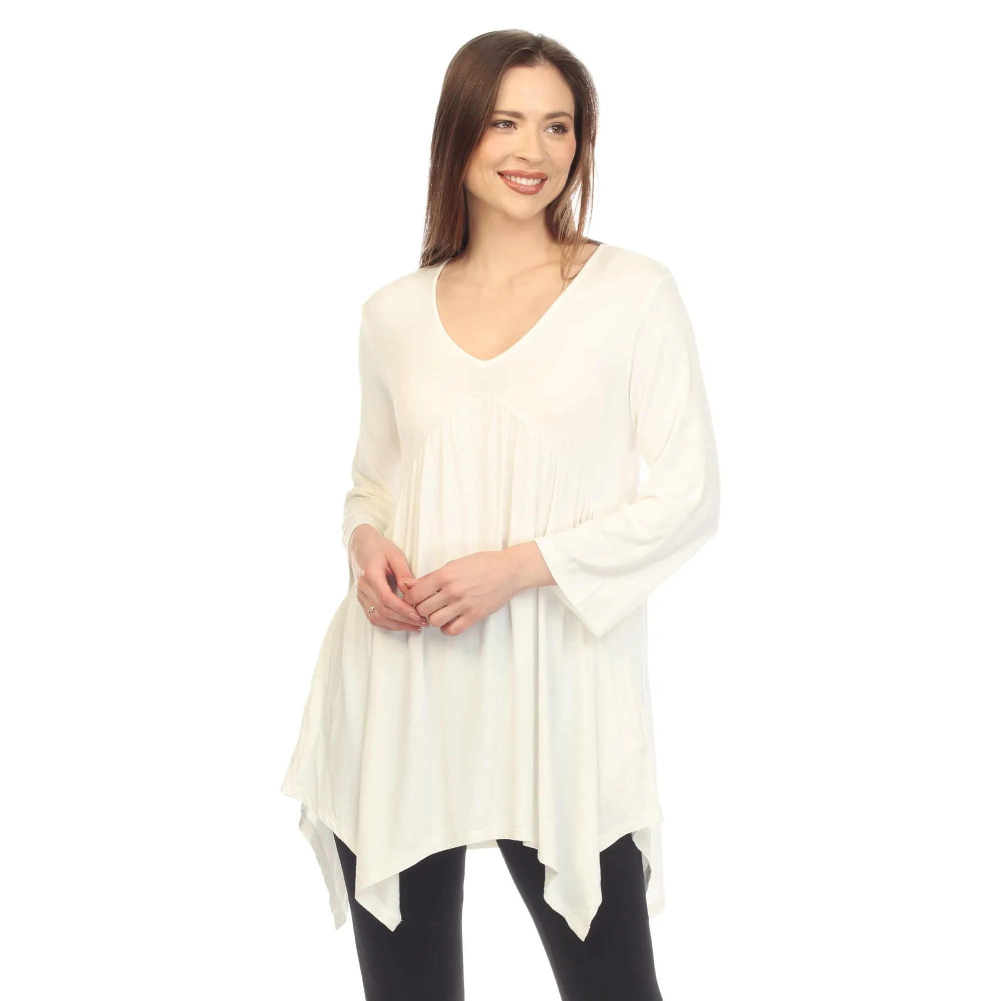 Women's Empire Cut V-Neck Tunic Top sold by White Mark