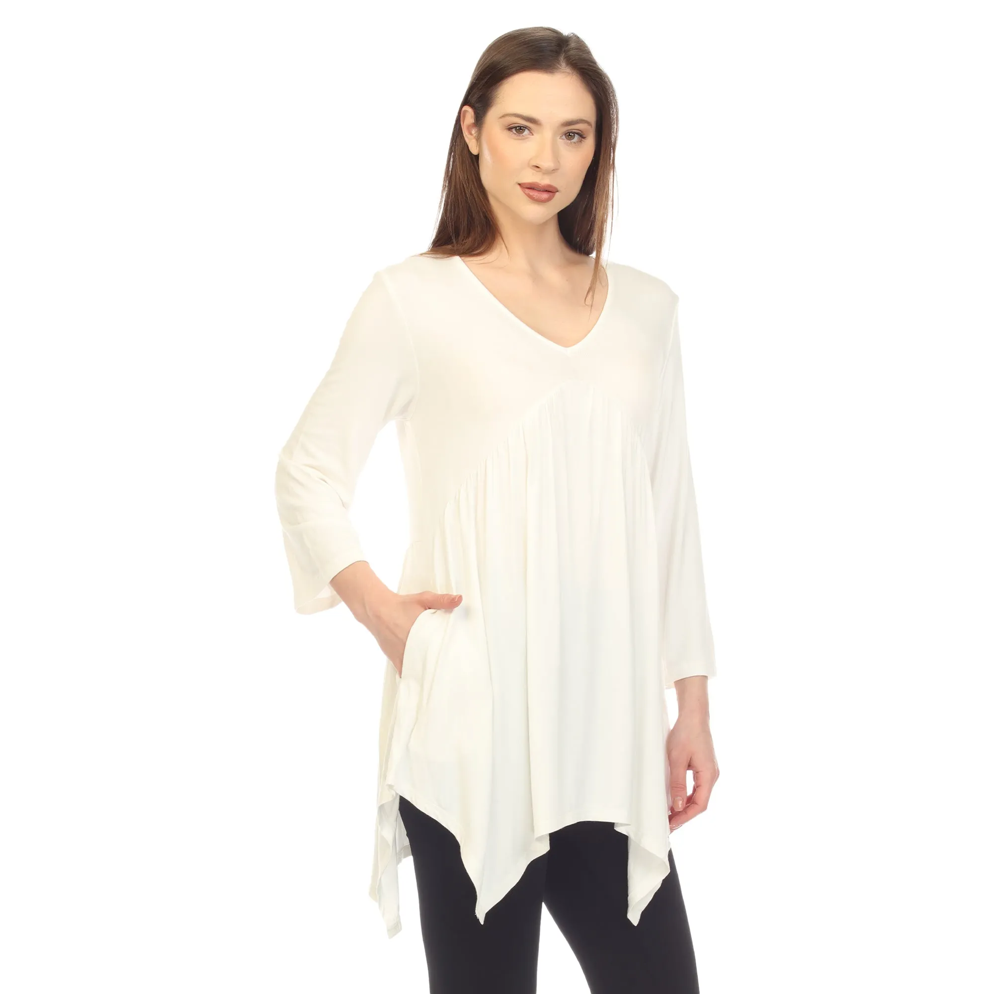 Women's Empire Cut V-Neck Tunic Top sold by White Mark product image thumbnail 2