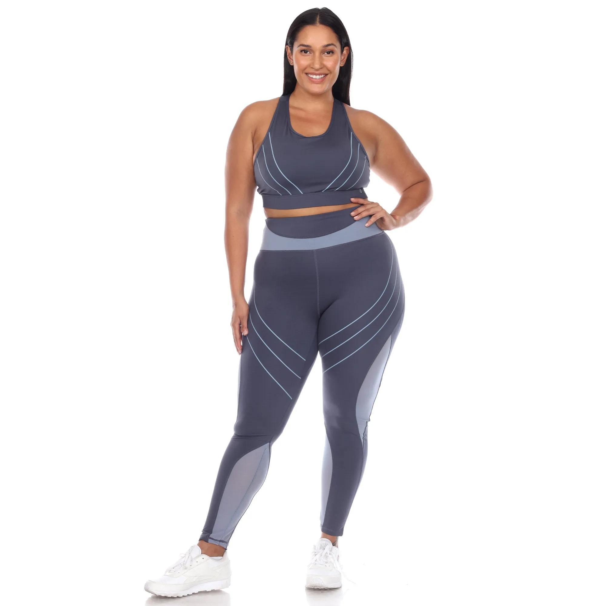 Plus Size Cut Out Back Mesh Sports Bra & Leggings Set sold by White Mark
