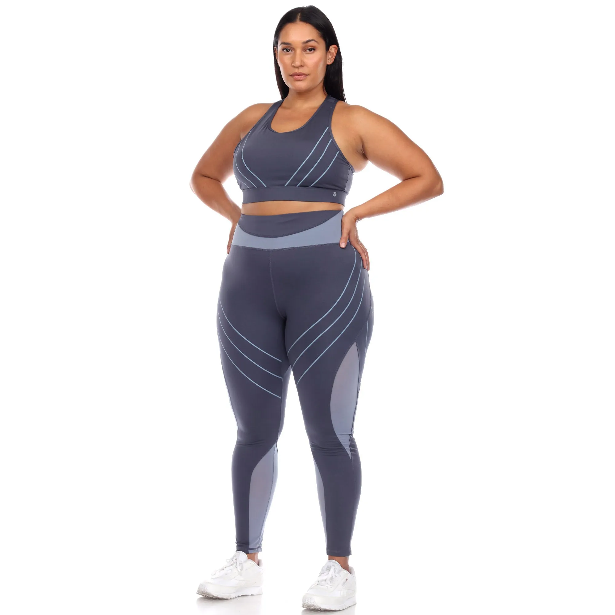 Plus Size High-Waist Reflective Piping Fitness Leggings sold by White Mark product image thumbnail 5