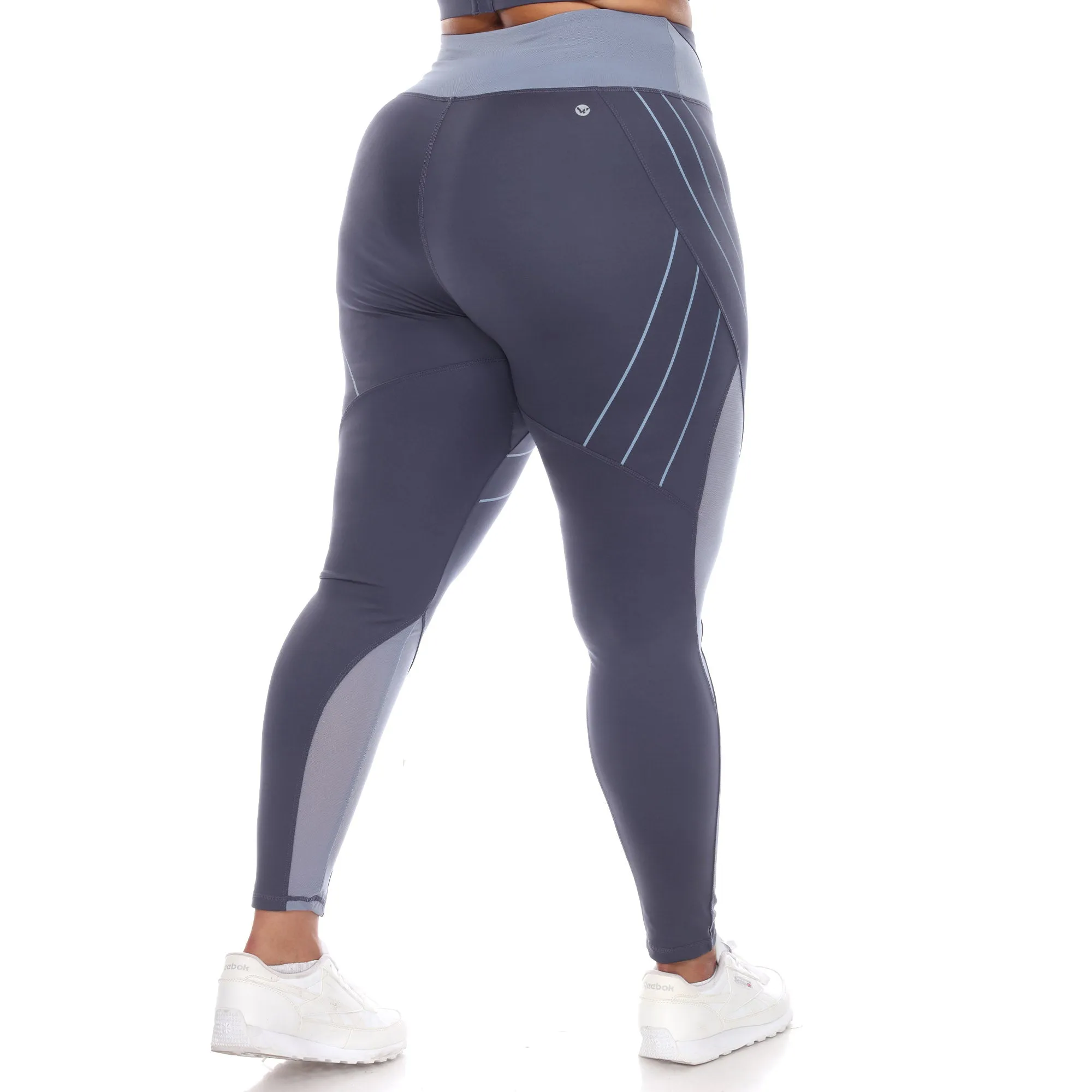 Plus Size High-Waist Reflective Piping Fitness Leggings sold by White Mark product image thumbnail 3