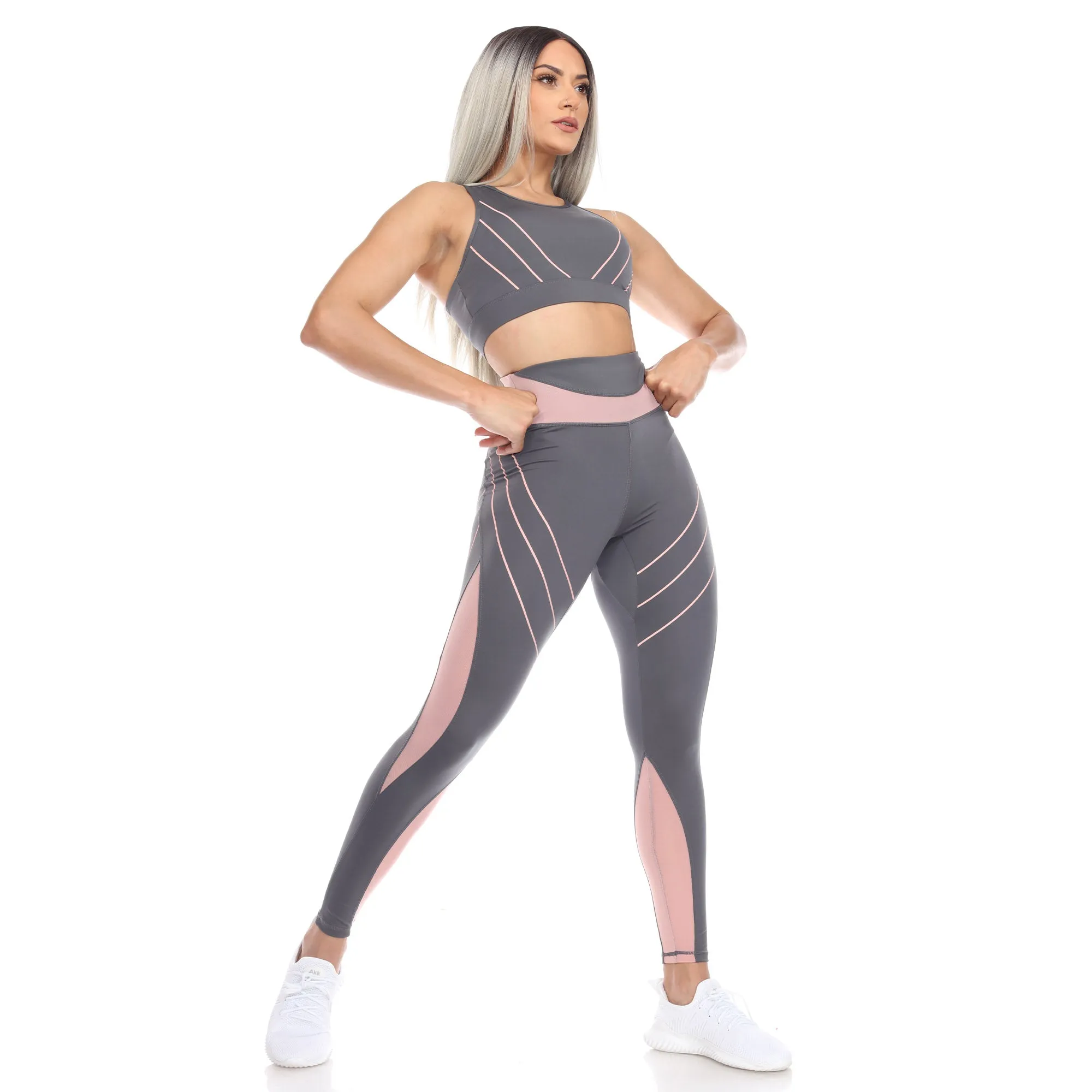 Women's High-Waist Reflective Piping Fitness Leggings sold by White Mark product image thumbnail 5