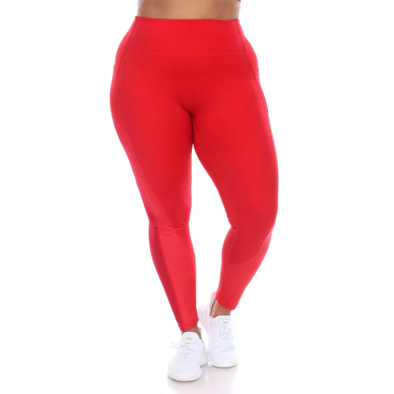 Plus Size High-Waist Mesh Fitness Leggings sold by White Mark