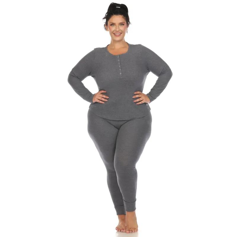Women's Plus Size Waffle Pajama Set sold by White Mark