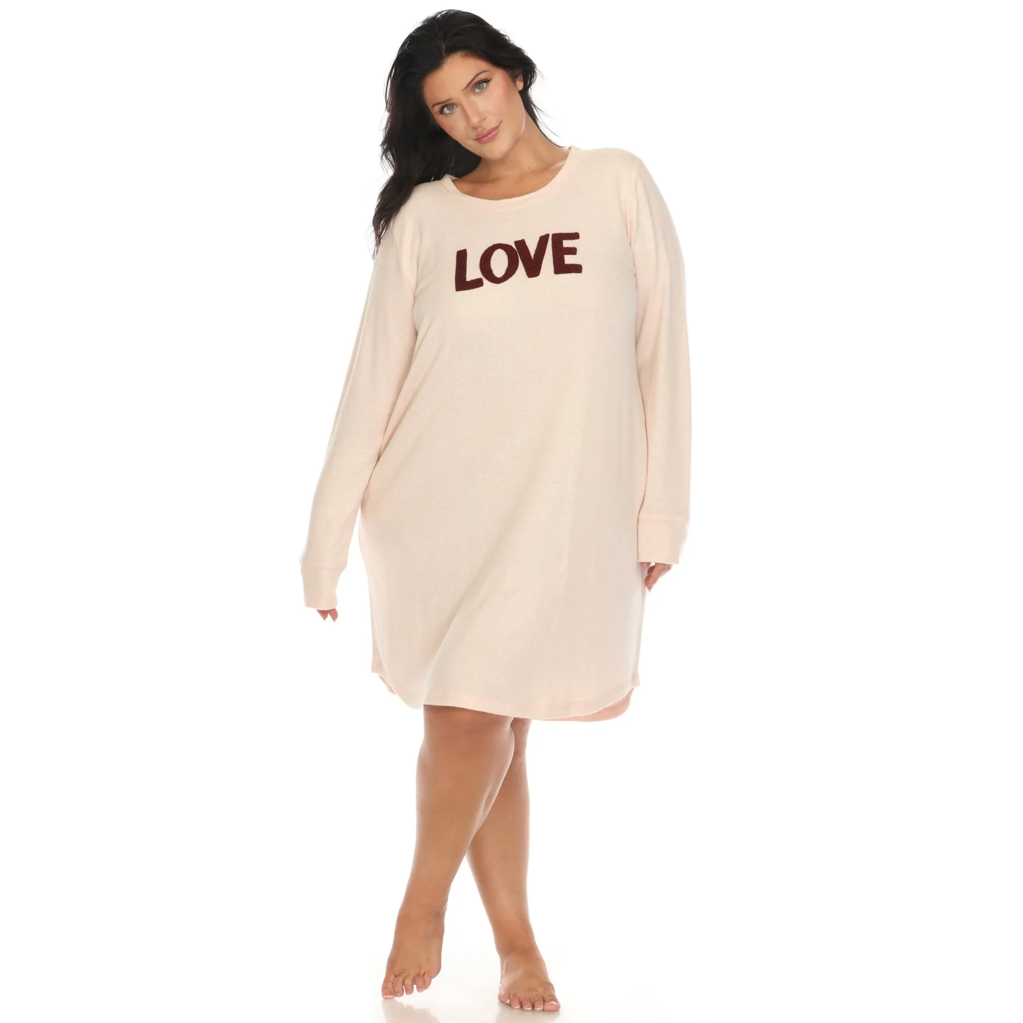 Women's Plus Size Long Sleeve Sleep Shirt sold by White Mark