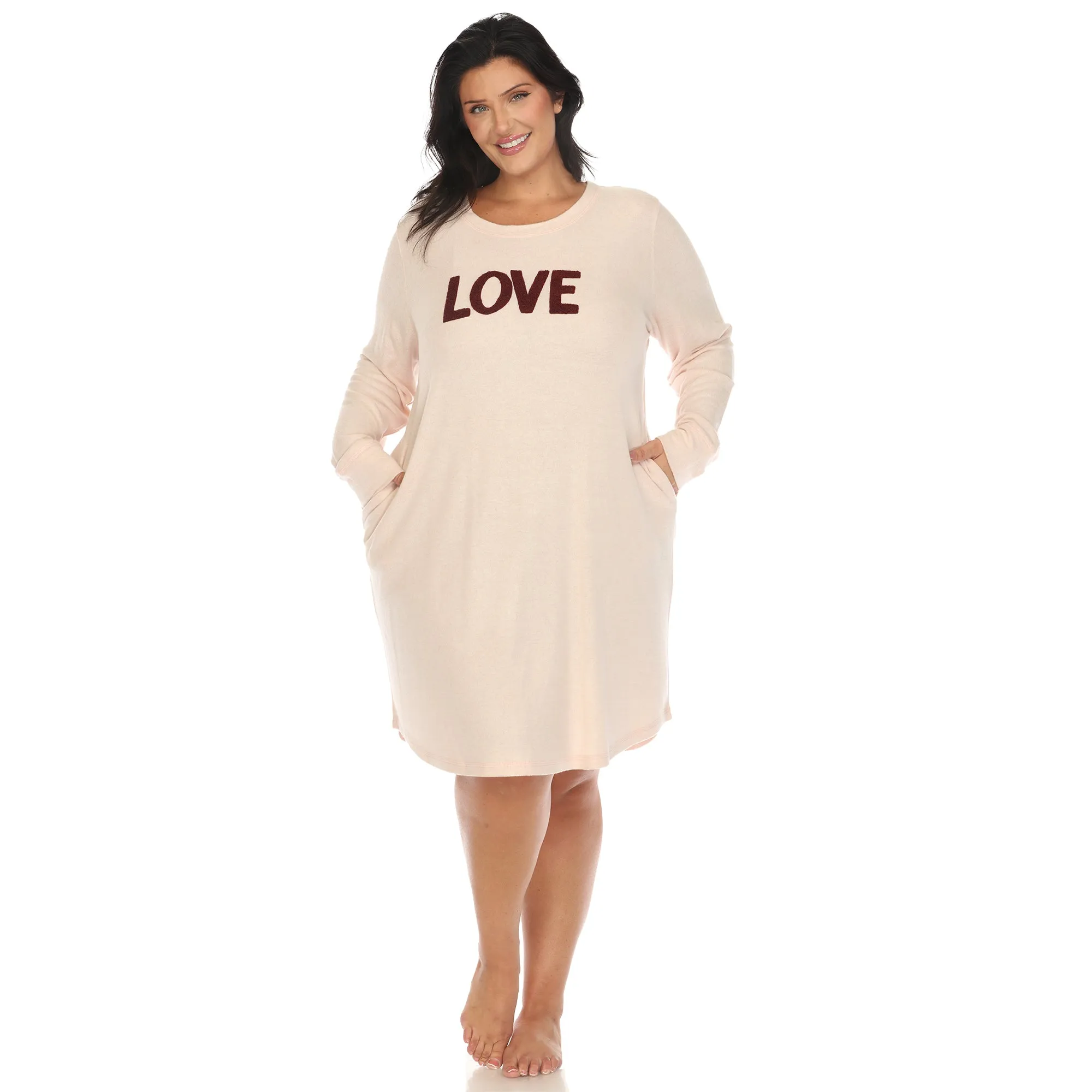 Women's Plus Size Long Sleeve Sleep Shirt sold by White Mark product image thumbnail 5