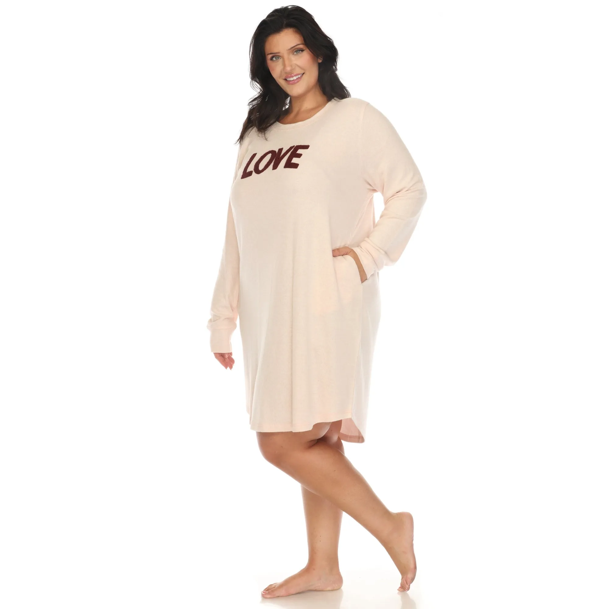 Women's Plus Size Long Sleeve Sleep Shirt sold by White Mark product image thumbnail 2