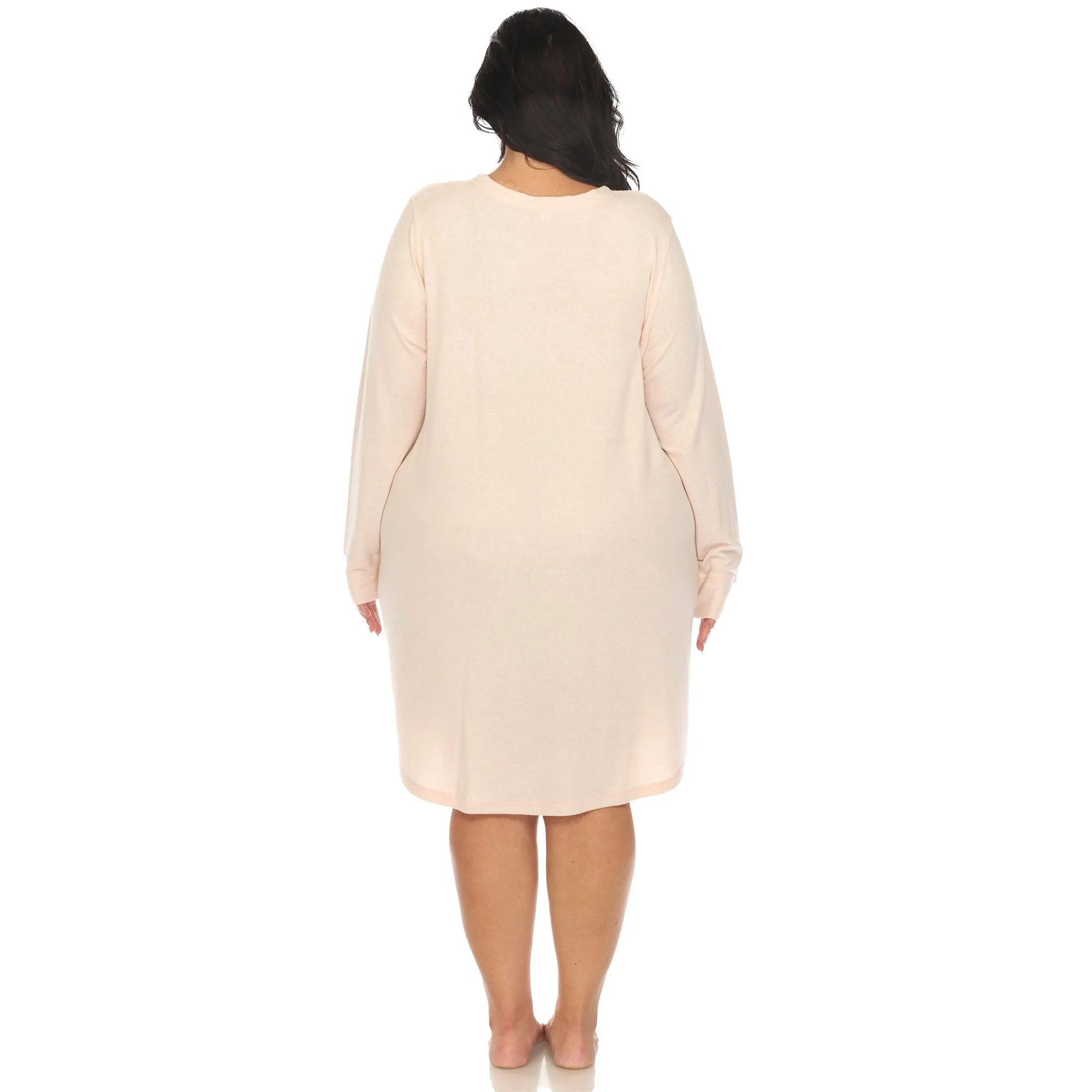 Women's Plus Size Long Sleeve Sleep Shirt sold by White Mark product image thumbnail 3