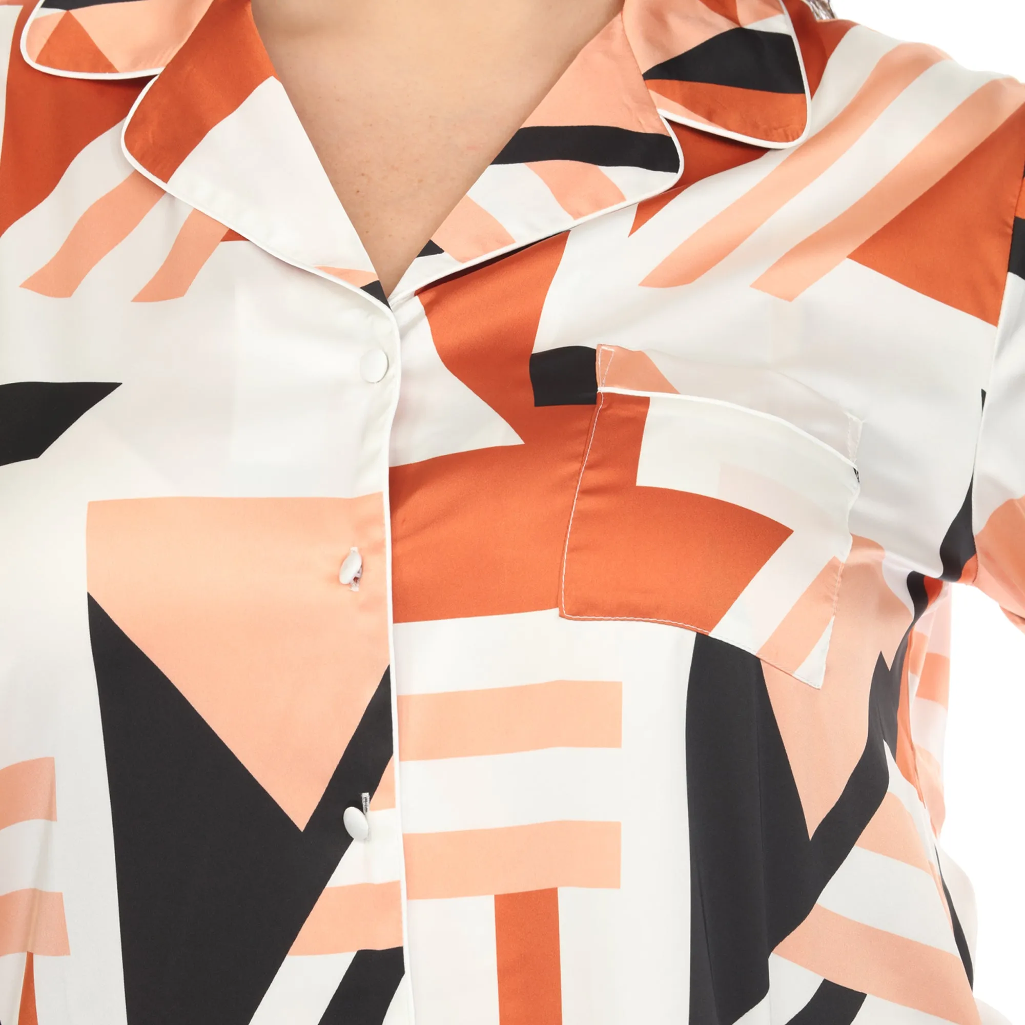 Women's Plus Size Printed Satin Pajama Set sold by White Mark product image thumbnail 4