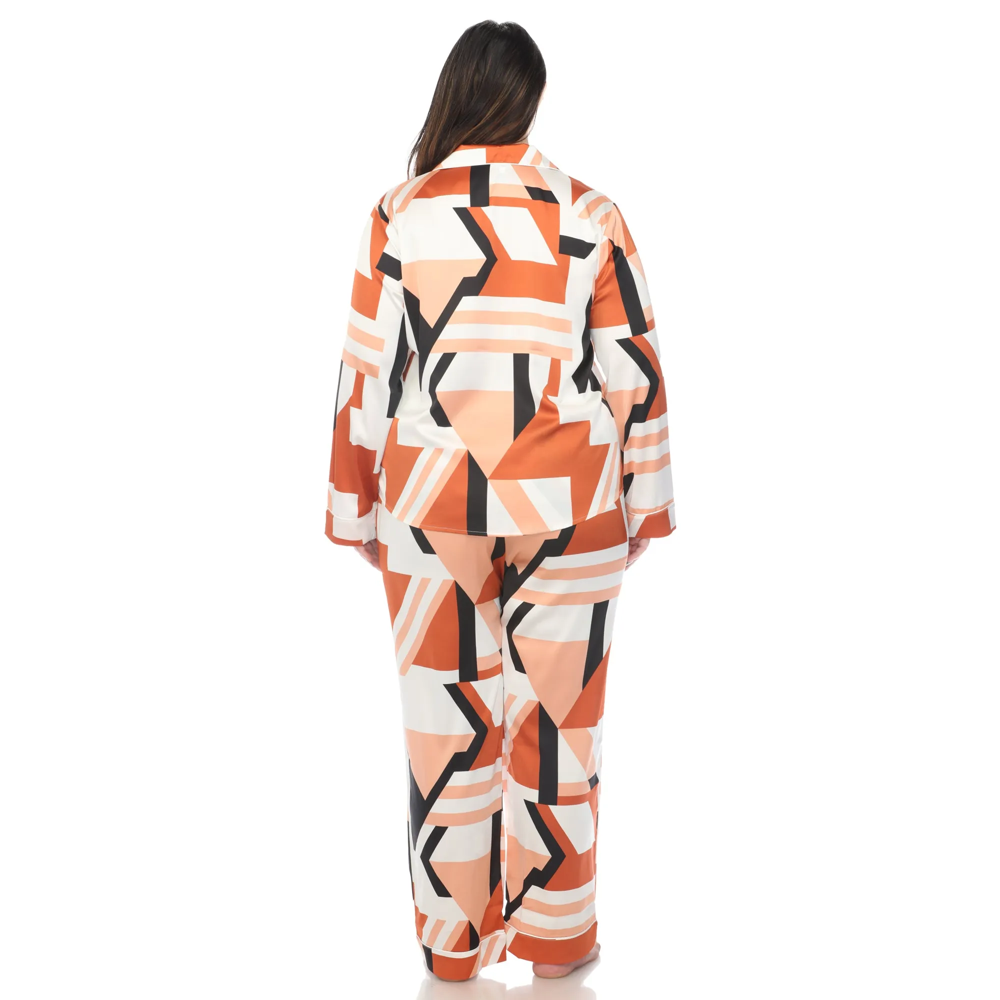 Women's Plus Size Printed Satin Pajama Set sold by White Mark product image thumbnail 3