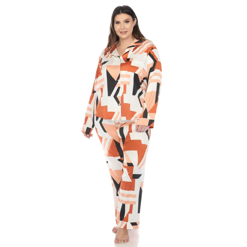 Women's Plus Size Printed Satin Pajama Set sold by White Mark