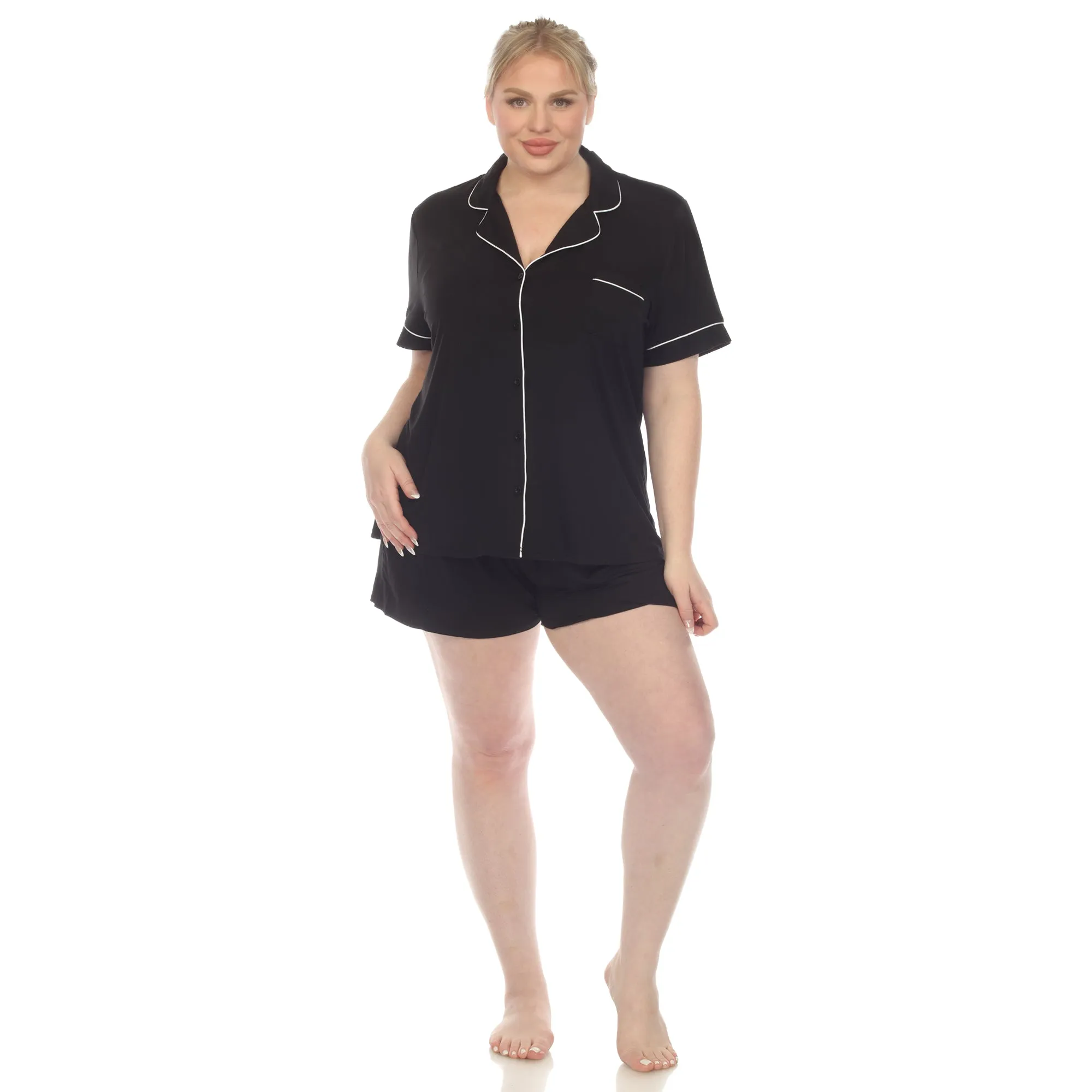 Women's Plus Size Short Sleeve Solid Pajama Set sold by White Mark product image thumbnail 5