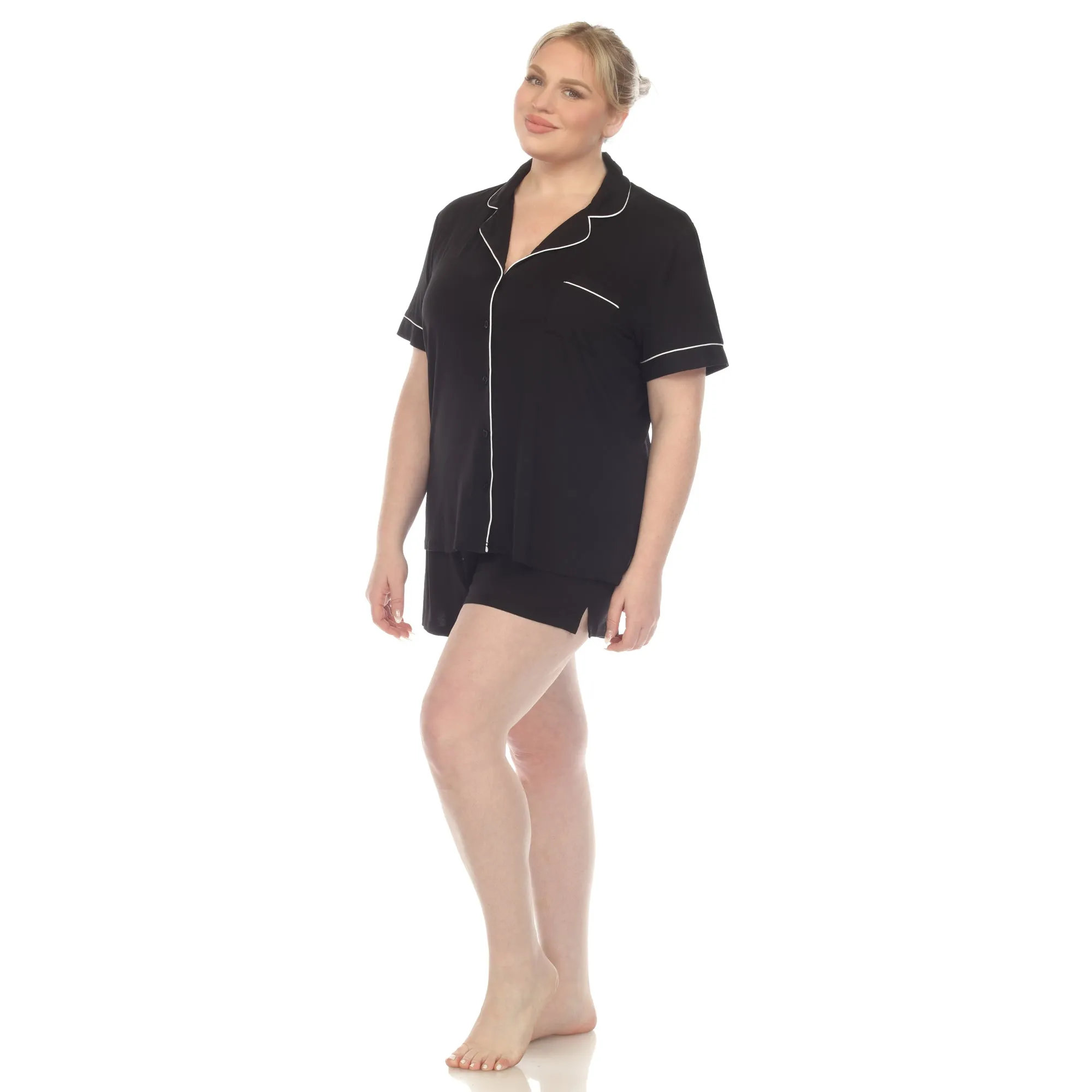 Women's Plus Size Short Sleeve Solid Pajama Set sold by White Mark product image thumbnail 2