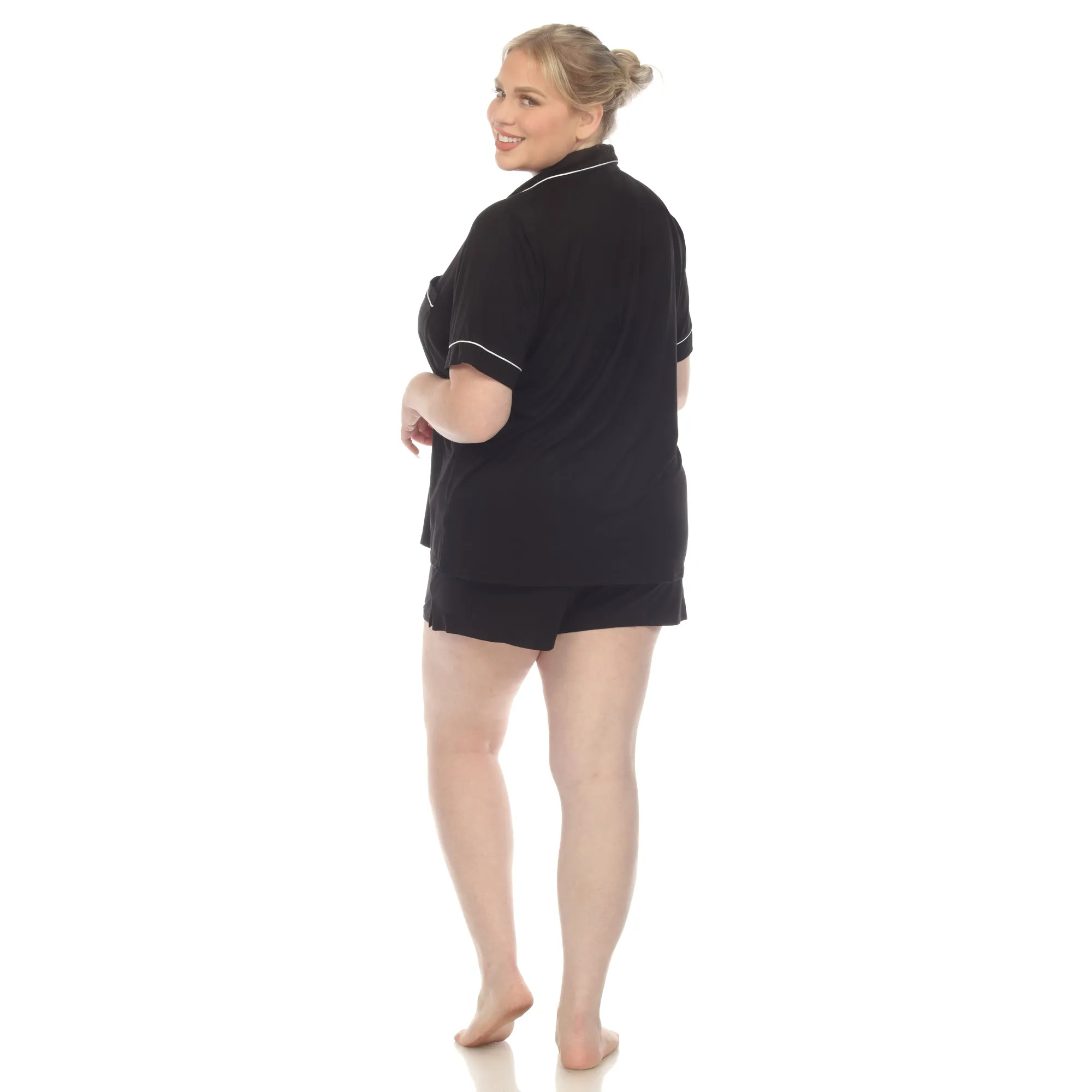Women's Plus Size Short Sleeve Solid Pajama Set sold by White Mark product image thumbnail 3