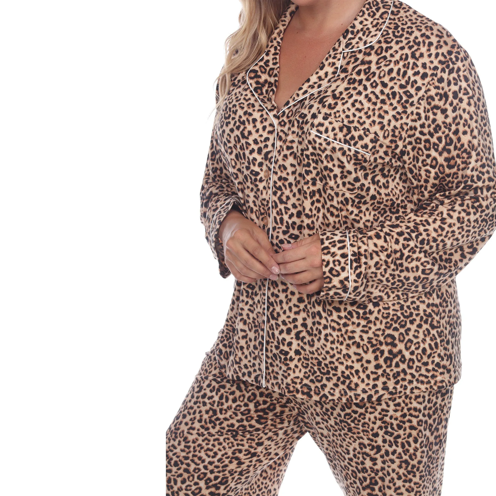 Women's Plus Size Long Sleeve Pajama Set sold by White Mark product image thumbnail 4