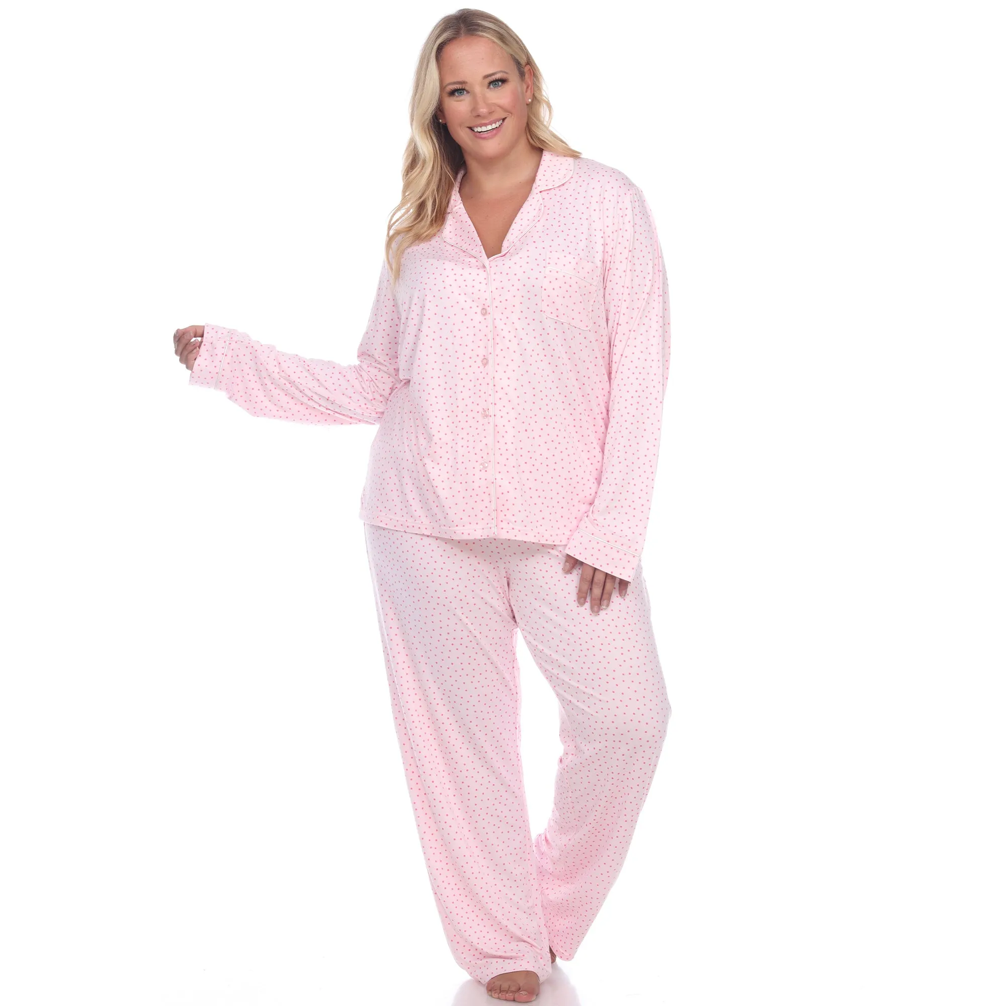 Women's Plus Size Long Sleeve Pajama Set sold by White Mark product image thumbnail 5