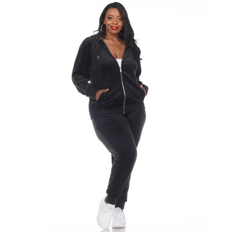 Women's Plus Size 2 Piece Velour Tracksuit Set sold by White Mark